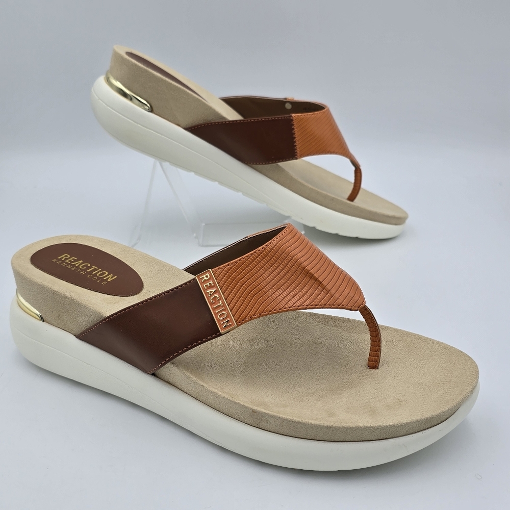 Kenneth Cole Reaction Blaire Thong Sandals—Tangerine (Orange/Brown/Tan/Gold)—11M
